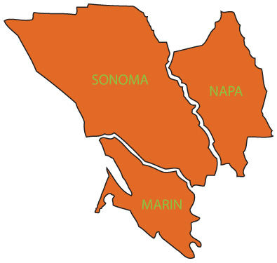 Sonoma, Napa and Marin County Map